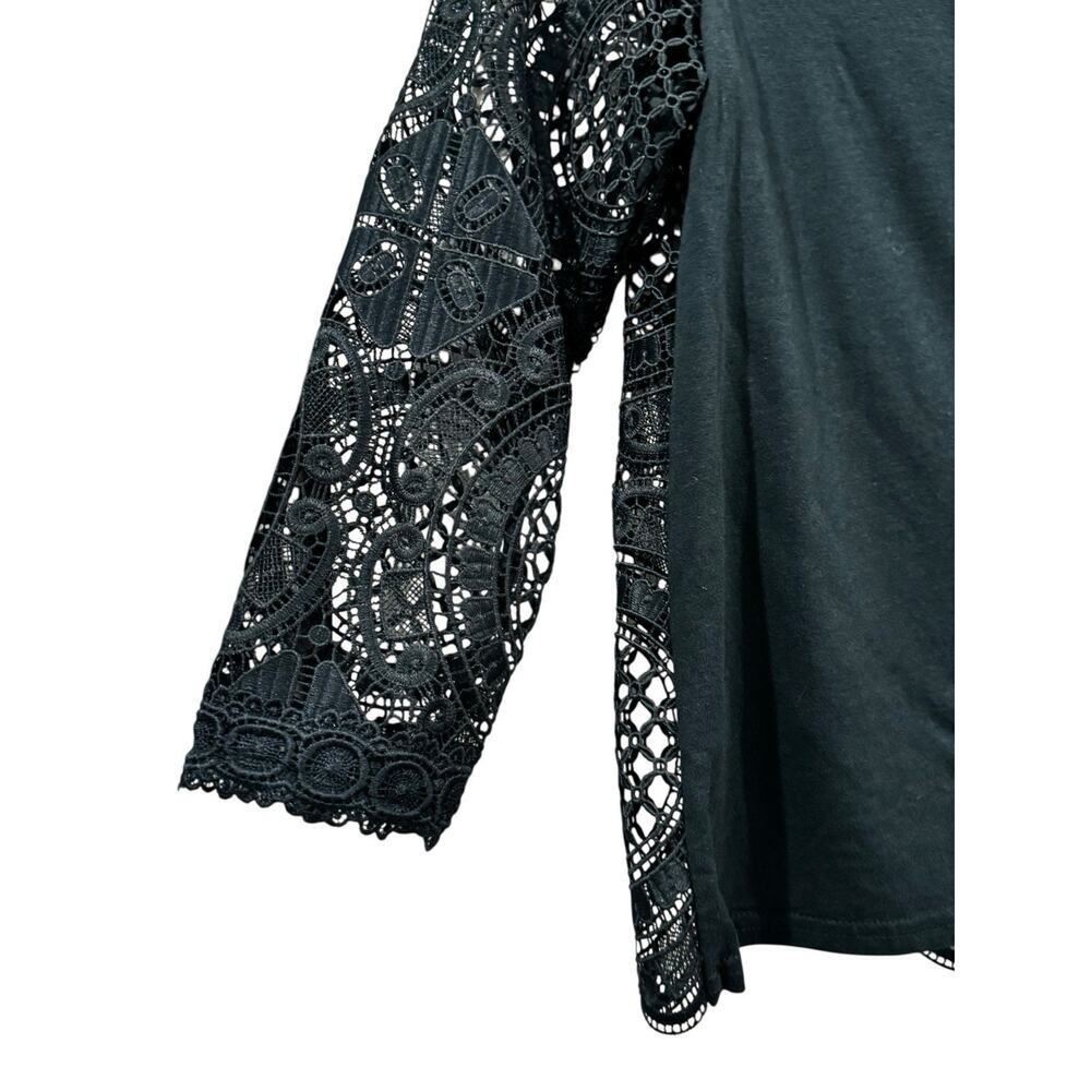 James Coviello By Anthropologie Women's Small Dark Teal Lace Top Button Back - Picture 8 of 11